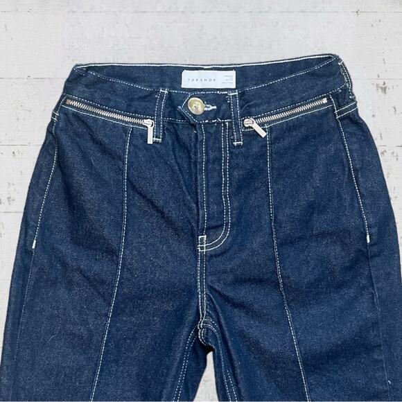 Topshop Cropped Length Zipper Pocket Jeans Size 26 - Picture 2 of 10